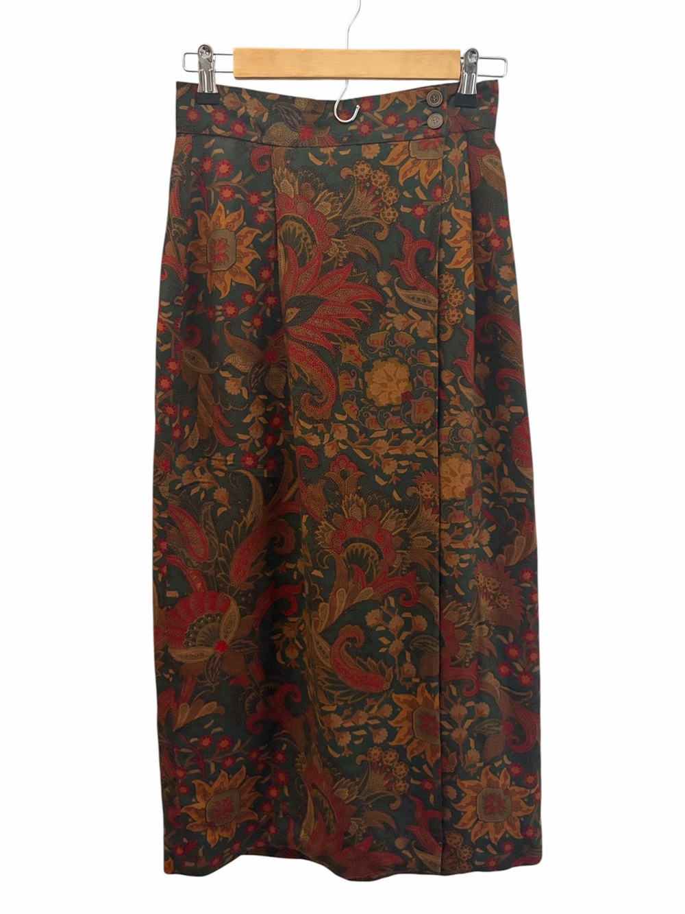 Kenneth Gordon 90’s High-Rise Moody Floral Paisley Midi Skirt (10) ALTERED